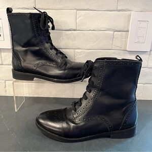 Zara Kids sz 38 W7.5-8 black vegan lace-up granny boots